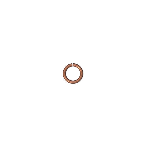 Jump ring, antique copper-plated brass, 6mm round, 4.4mm inside diameter, 20 gauge. Sold per pkg of 100. image number 0