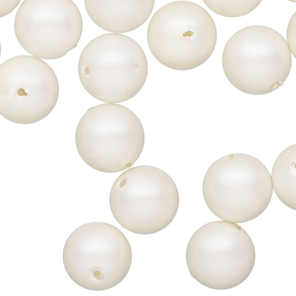 Bead, acrylic pearl, matte white, 10mm round. Sold per 2-ounce pkg, approximately 105 beads. image number 0