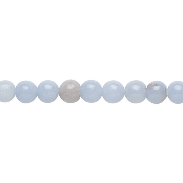 Bead, angelite (waxed), 6mm round, B grade, Mohs hardness 3 to 3-1/2. Sold per 15-1/2" to 16" strand. image number 0