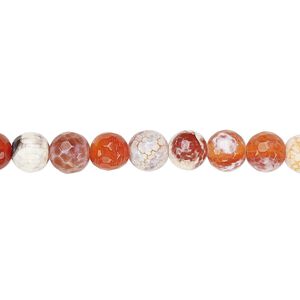 Fire crackle agate 1pkg1, faceted round bead 15 inch 6-7mm
