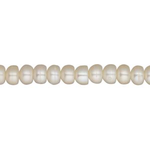 Pearl, cultured freshwater, peach, 5mm button, C grade. Sold per 16-inch strand.