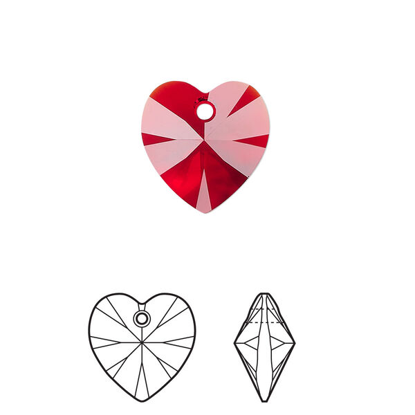 Drop 144pk light Siam, Swarovski® 14mm pendant heart 6228 image number 0