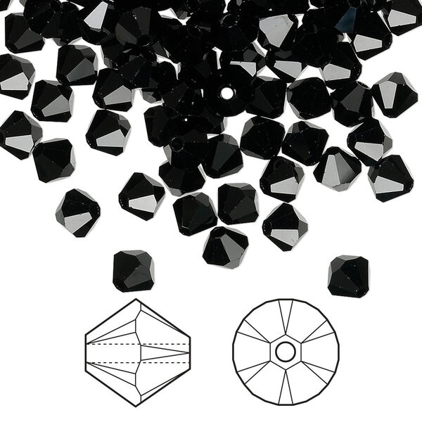 Bead 720pk jet, Swarovski® 5mm XILION bicone 5328 image number 0