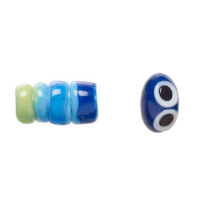 Bead, lampworked glass 2pkg2, multicolored, 17x12mm/24x13mm caterpillar head and body.