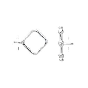 Clasp, toggle, sterling silver, 14mm diamond. Sold individually.