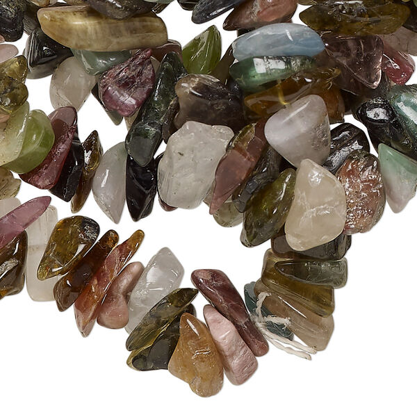 Bead, multi-tourmaline (natural), medium to gigantic hand-cut chip, Mohs hardness 7 to 7-1/2. Sold per 35-inch strand. image number 0