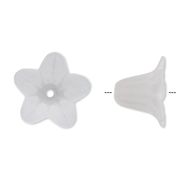 Component, acrylic, translucent frosted clear, 17x12mm flower. Sold per pkg of 100. image number 0