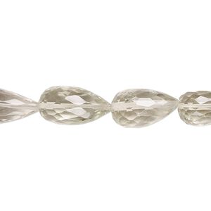 Green quartz 1pkg1, hand-cut faceted teardrop bead 8 inch graduated 11x7mm-26x11mm