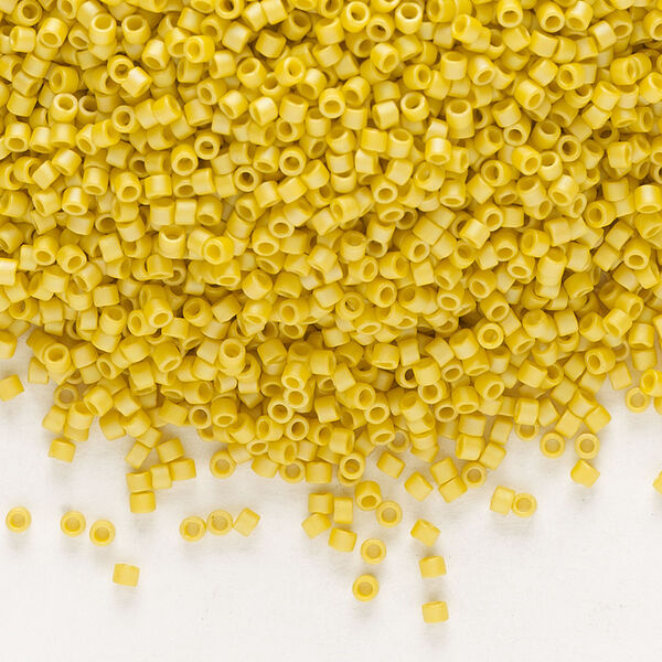 Seed bead, Delica®, glass, pkg/7.5g, #11 round, opaque matte rainbow citron (DB-2302). image number 0
