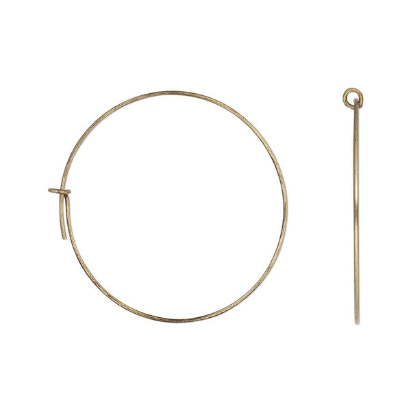 Hoop, antique gold-plated brass, 25mm round hoop, 24 gauge. Sold per pkg of 5 pairs. image number 0