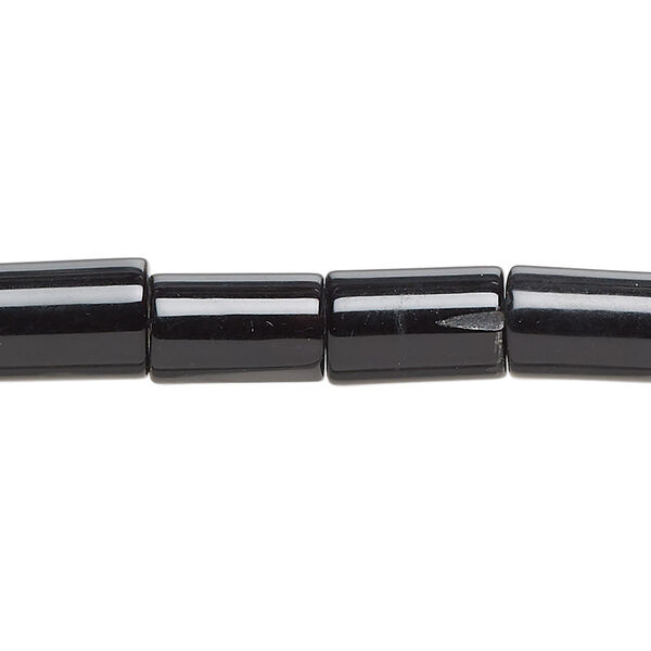 Black agate 1pkg1, round tube bead C grade, 15 inch 11x7mm-12x8mm image number 0