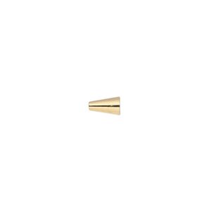 Bead end, glue-on, gold-finished brass, 6.5x4mm cone. Sold per pkg of 12.