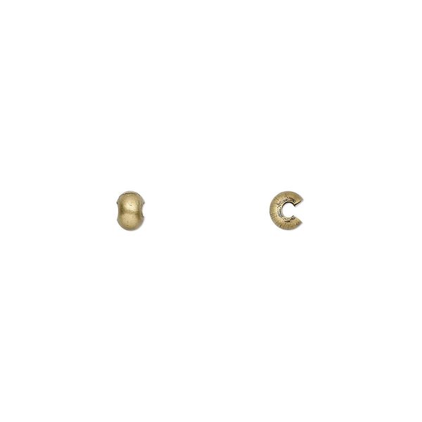Crimp cover, antique gold-plated brass, 3mm round. Sold per pkg of 500. image number 0
