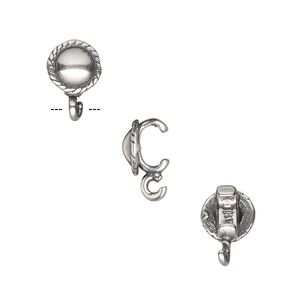Component, JBB Findings, antique silver-plated brass, 7mm round with rope edge and open loop, 5x2mm inside diameter. Sold per pkg of 2.