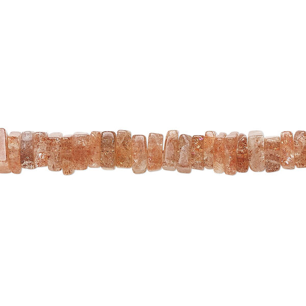 Sunstone 1pkg1, hand-cut square rondelle bead natural B grade, 8 inch 4x1mm-6x3mm image number 0