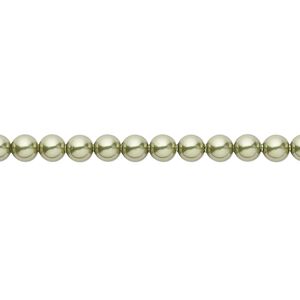 Pearl 100pk light green, Crystal Passions® 4mm round 5810