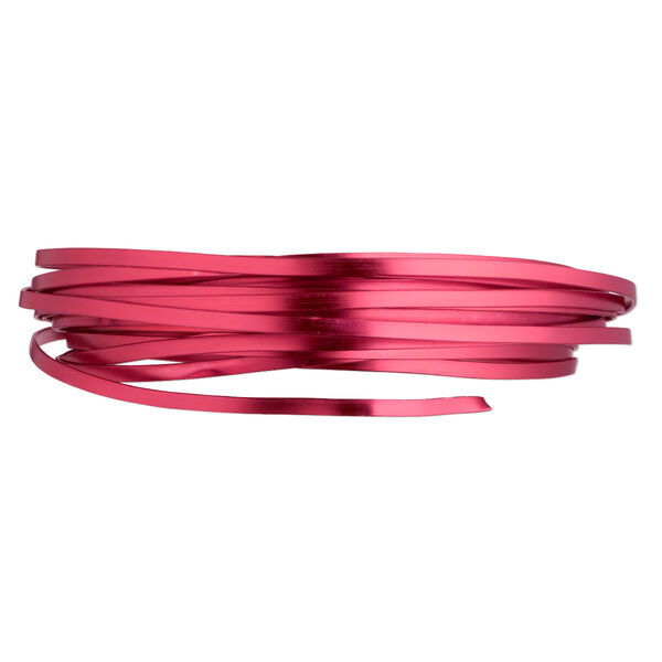 Wire, anodized aluminum, red, 3.5x1mm flat, 16 gauge. Sold per pkg of 18 feet. image number 0