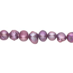 Pearl, cultured freshwater (dyed), wine, 5-6mm flat-sided potato, D grade, Mohs hardness 2-1/2 to 4. Sold per 16-inch strand.