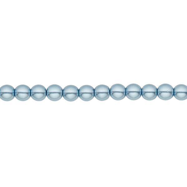 Bead, Czech pearl-coated glass druk, opaque sky blue, 4mm round. Sold per 15-1/2" to 16" strand. image number 0
