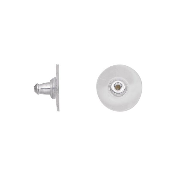 Earnut 1pkg100 imitation rhodium-plated, 12x7mm, comfort clutch, aluminum / plastic 50 pair image number 0