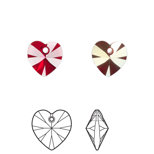 Drop 4pk Siam AB, Crystal Passions® 10mm pendant heart 6228 image number 0