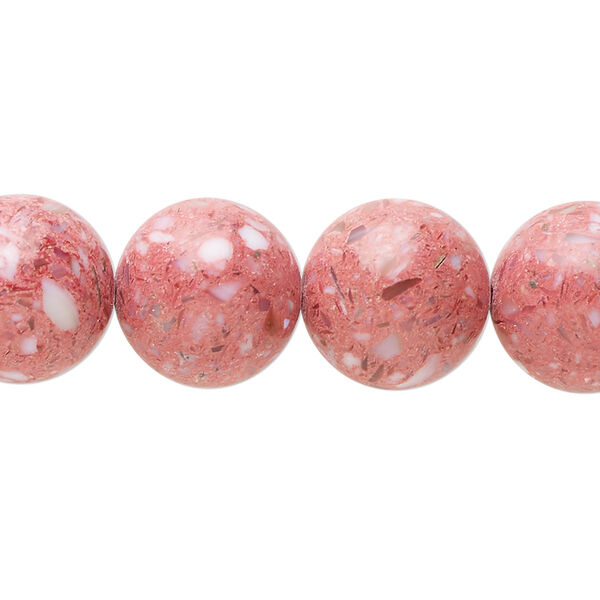 Multi-gemstone / mother-of-pearl shell / resin 1pkg1, round bead 15 inch 13-15mm image number 0
