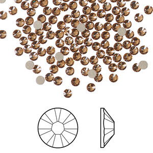 Flat back 1pkg144 light smoked topaz foil back, Crystal Passions® Regenerated 2.5-2.7mm rose round SS9 2058