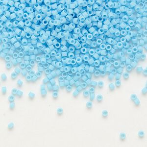 Seed bead, Delica®, glass, pkg/250g, #11 round, opaque matte turquoise blue (DB-0755).
