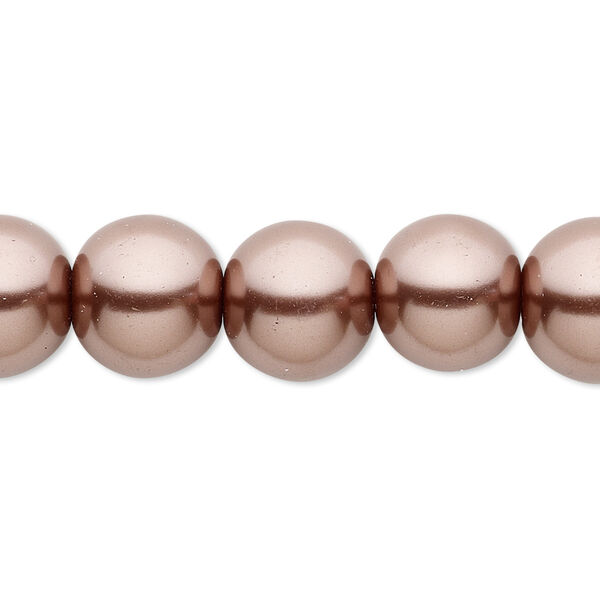 Bead, crystal pearl, brown, 12mm round. Sold per 15-1/2" to 16" strand, approximately 30 beads. image number 0