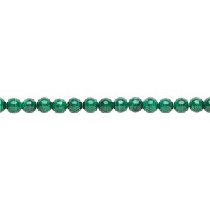 Malachite 1pkg1, round bead natural 8 inch 4mm