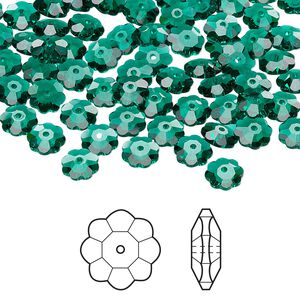 Margarita flower 144pk emerald, Crystal Passions® 6x2mm 3700