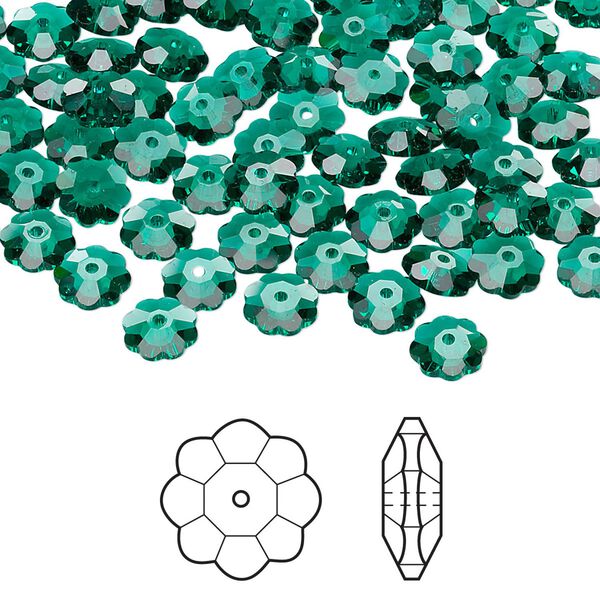 Margarita flower 144pk emerald, Crystal Passions® 6x2mm 3700 image number 0
