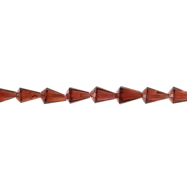 Bead, garnet (natural), 5x3mm-7x4mm hand-cut faceted cone, B+ grade, Mohs hardness 7 to 7-1/2. Sold per 14-inch strand, approximately 65 beads. image number 0
