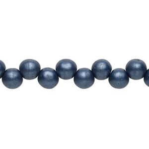 Bead, Preciosa, Czech pressed glass druk, opaque satin dark blue, 6mm top-drilled round. Sold per pkg of 30.