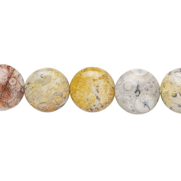 Sky eye jasper 1pkg1, puffed flat round bead natural 8 inch 12mm image number 0