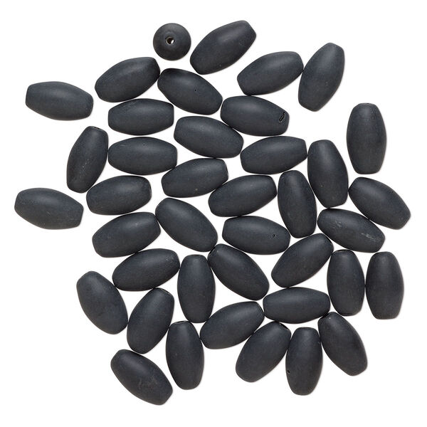 Bead, lampworked glass, opaque black, 20x10mm barrel. Sold per pkg of 40. image number 0