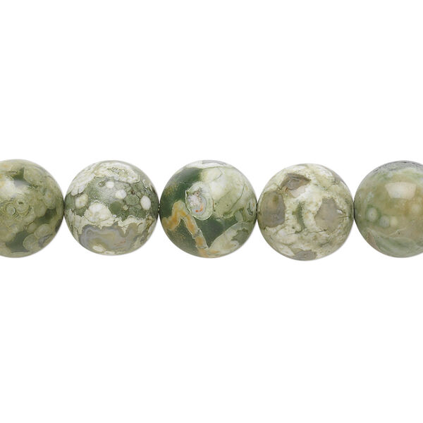 Bead, rhyolite (natural), 10mm round, B+ grade, Mohs hardness 6-1/2 to 7. Sold per 15-1/2" to 16" strand. image number 0