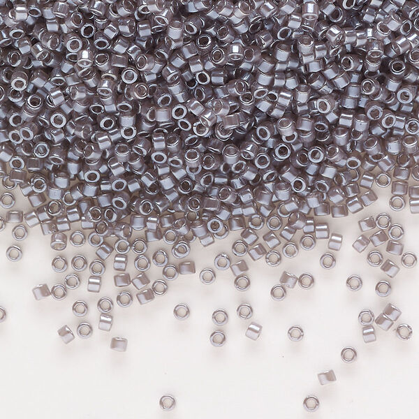 Seed bead, Delica®, glass, pkg/250g, #11 round, translucent glazed luster dark grey (DB-1486-1). image number 0
