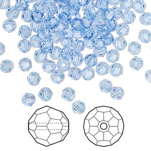 Bead 144pk light sapphire, Crystal Passions® 4mm round 5000
