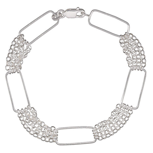 Bracelet, Create Compliments®, sterling silver, 20x10mm rectangle, 7 inches with lobster claw clasp. Sold individually. image number 0