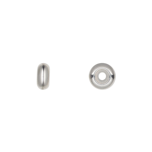 Bead keeper, stainless steel and silicone, clear, 8x3.5mm rondelle, fits 2.5mm chain or cord. Sold per pkg of 4. image number 0
