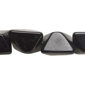 Bead, glass, opaque black, 17x13mm-18x15mm freeform. Sold per 13-inch strand, approximately 20 beads.