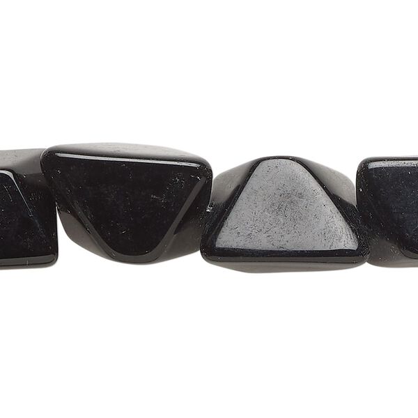 Bead, glass, opaque black, 17x13mm-18x15mm freeform. Sold per 13-inch strand, approximately 20 beads. image number 0