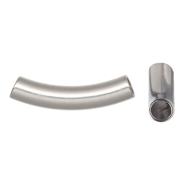 Bead, stainless steel, 30x6mm curved tube. Sold per pkg of 4. image number 0