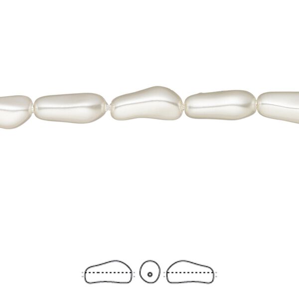 Pearl 250pk white, Swarovski® 10x4mm baroque elongated 5844 image number 0