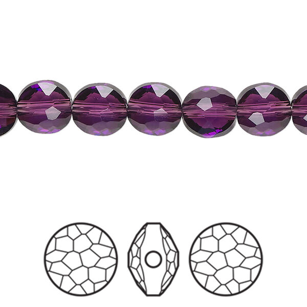 Bead 144pk amethyst, Swarovski® 8mm puffed round 5034 image number 0