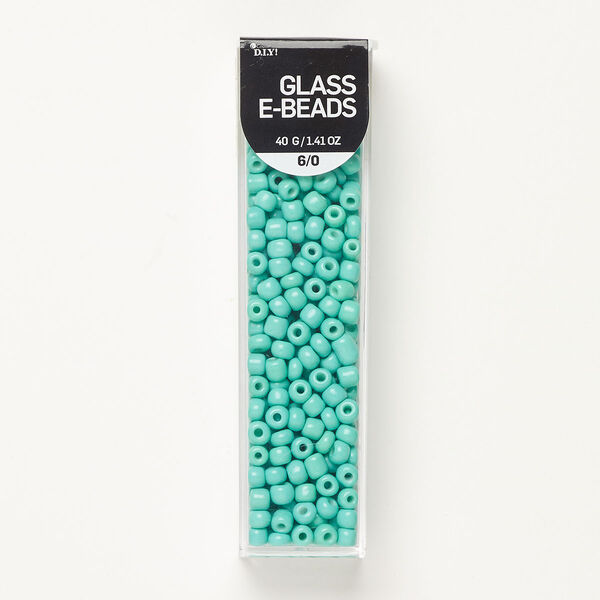 Seed bead, glass, pkg/40g, #6 round, opaque teal. image number 0