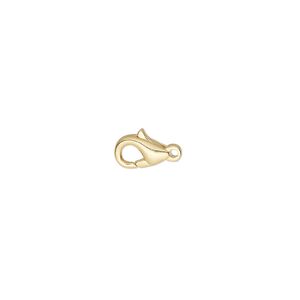 Clasp lobster claw 1pkg100 gold-plated, 9x6mm, brass 1-strand