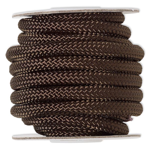 Cord, nylon, dark brown, 8mm braided. Sold per 15-foot spool. image number 0