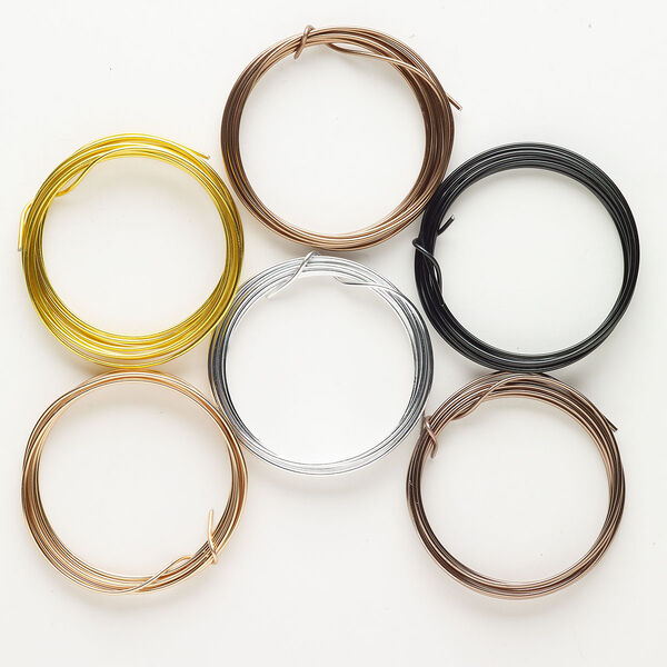 Wire assortment, aluminum, pkg/(6) 1.5m, round, assorted finishes, 16 gauge. image number 0